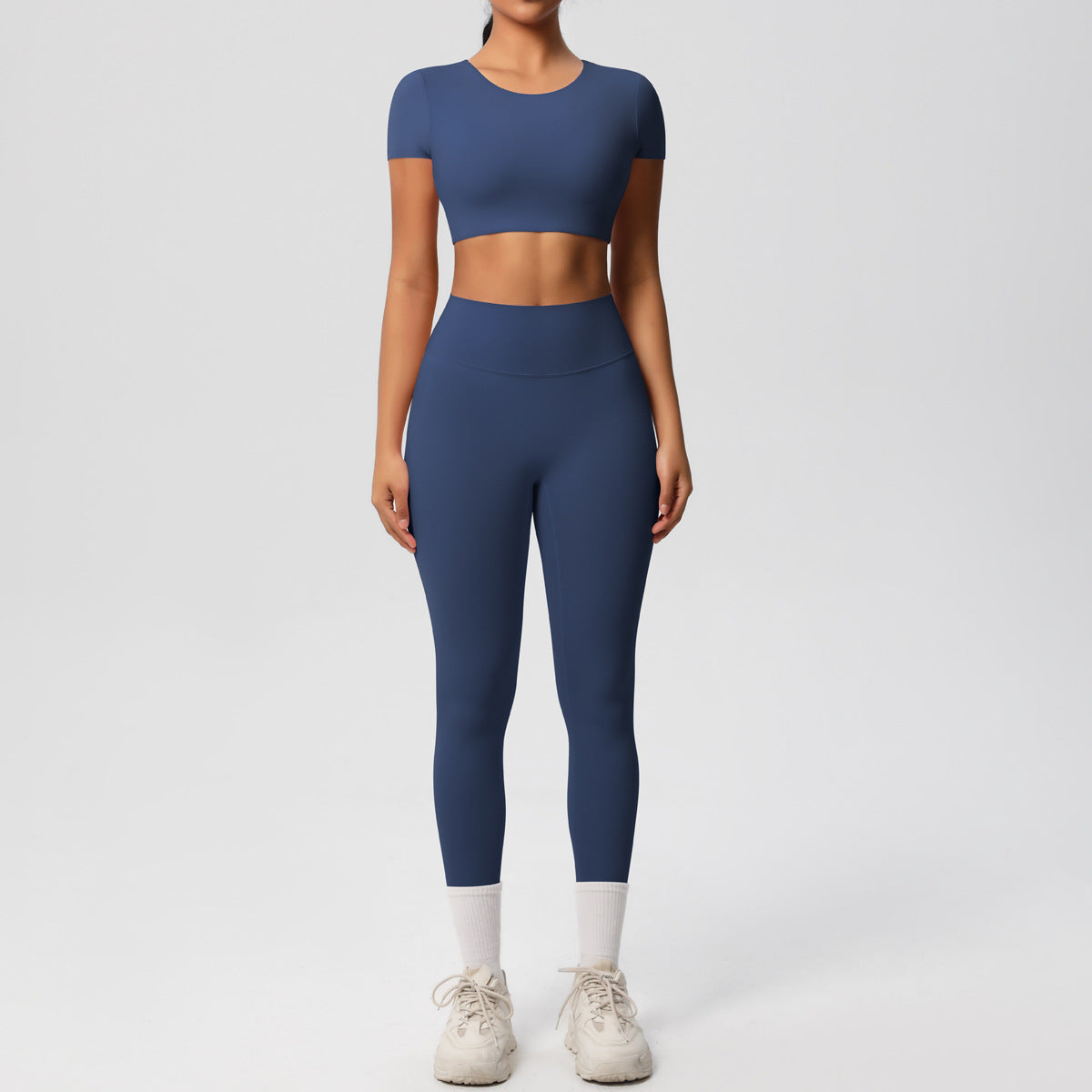 SOLBANA Form Sculpt Tee 2-Piece Legging Set in Blue