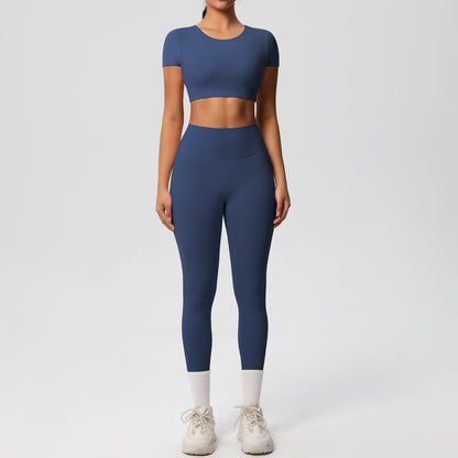 SOLBANA Form Sculpt Tee 2-Piece Legging Set in Blue