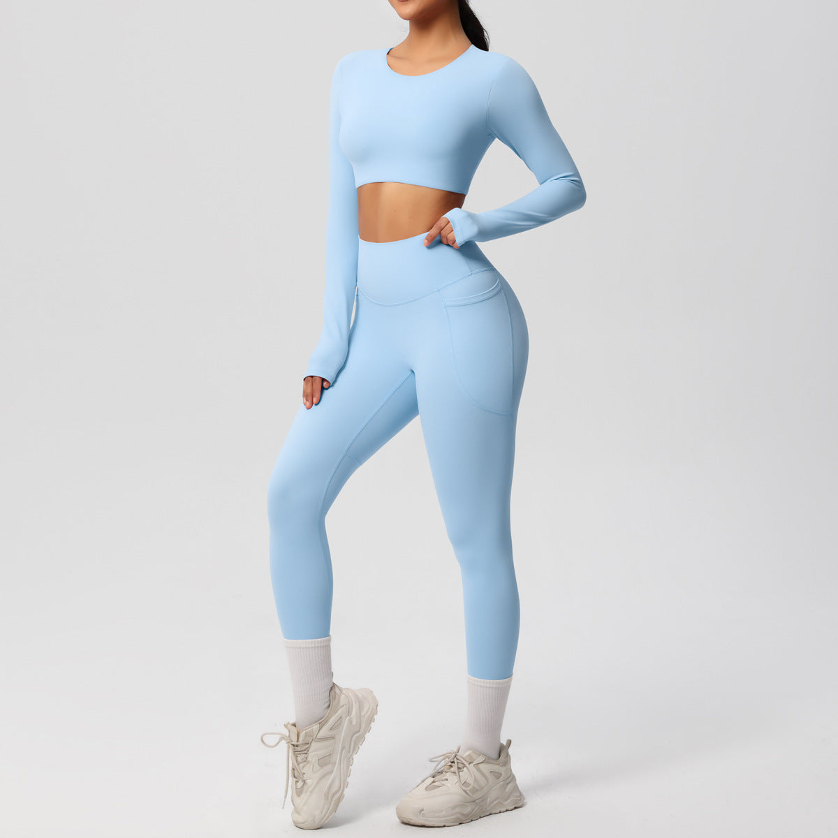 SOLBANA Studio Brushed 2-Piece Legging Set in Sky Blue