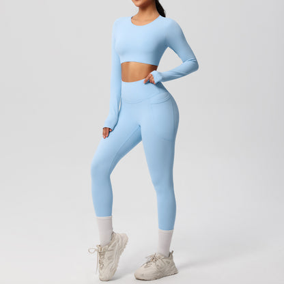 SOLBANA Studio Brushed 2-Piece Legging Set in Sky Blue