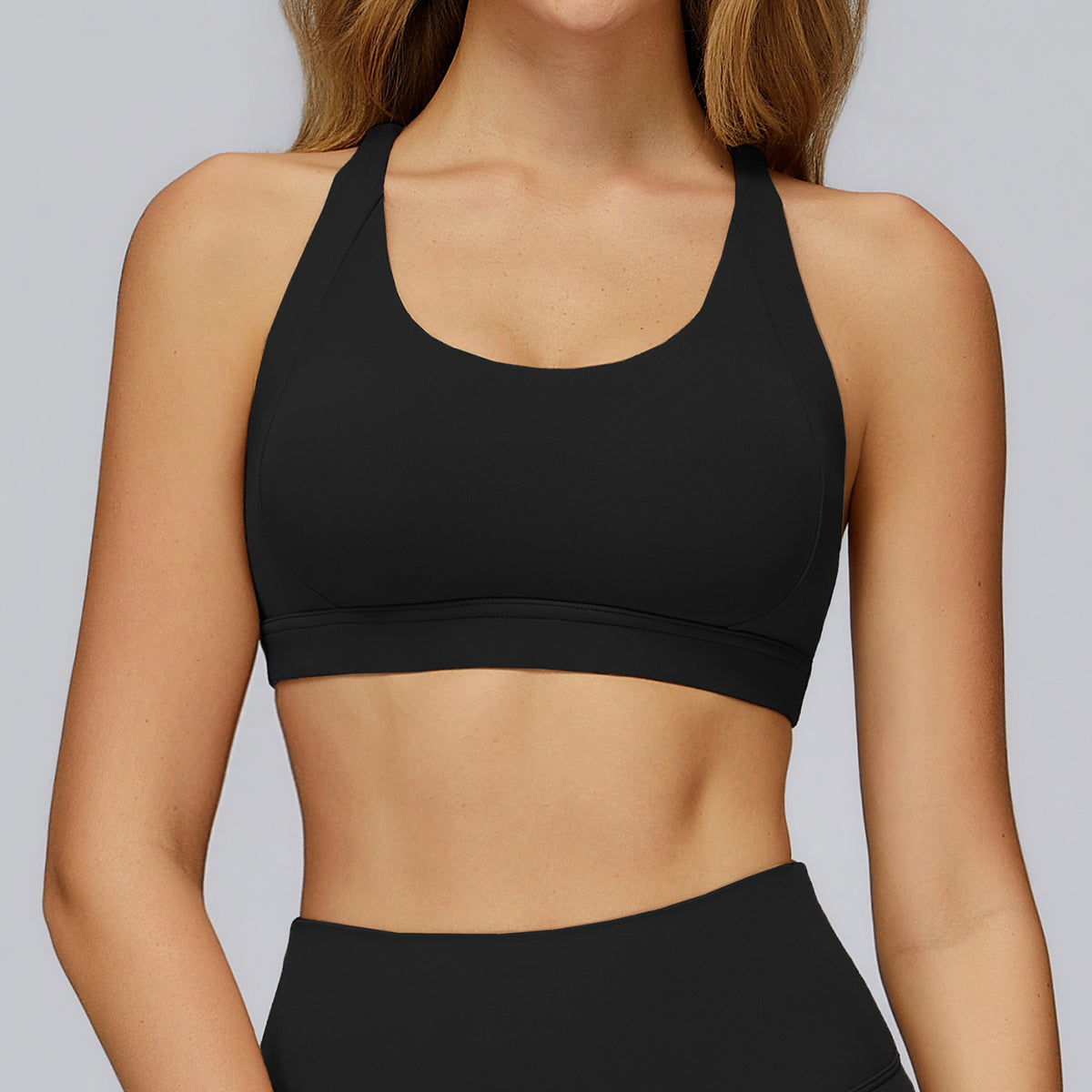 SOLBANA Studio Crossback Cutout Bra in Espresso