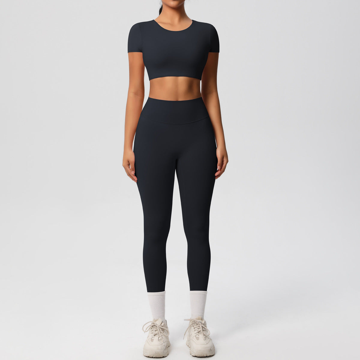 SOLBANA Form Sculpt Tee 2-Piece Legging Set in Black