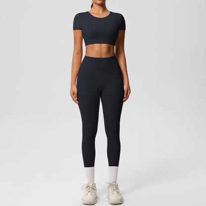 SOLBANA Form Sculpt Tee 2-Piece Legging Set in Black