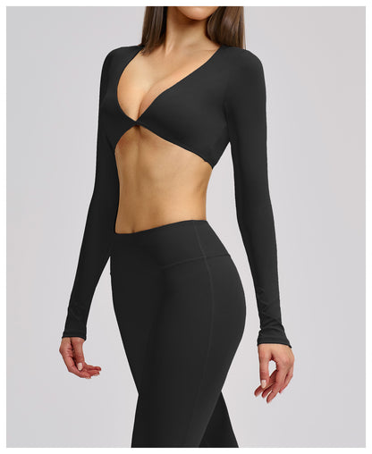 SOLBANA Studio Cropped V-Neck Long Sleeve - alternate product view