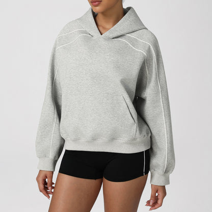 SOLBANA Off-Duty Stripe Hoodie in Light Gray