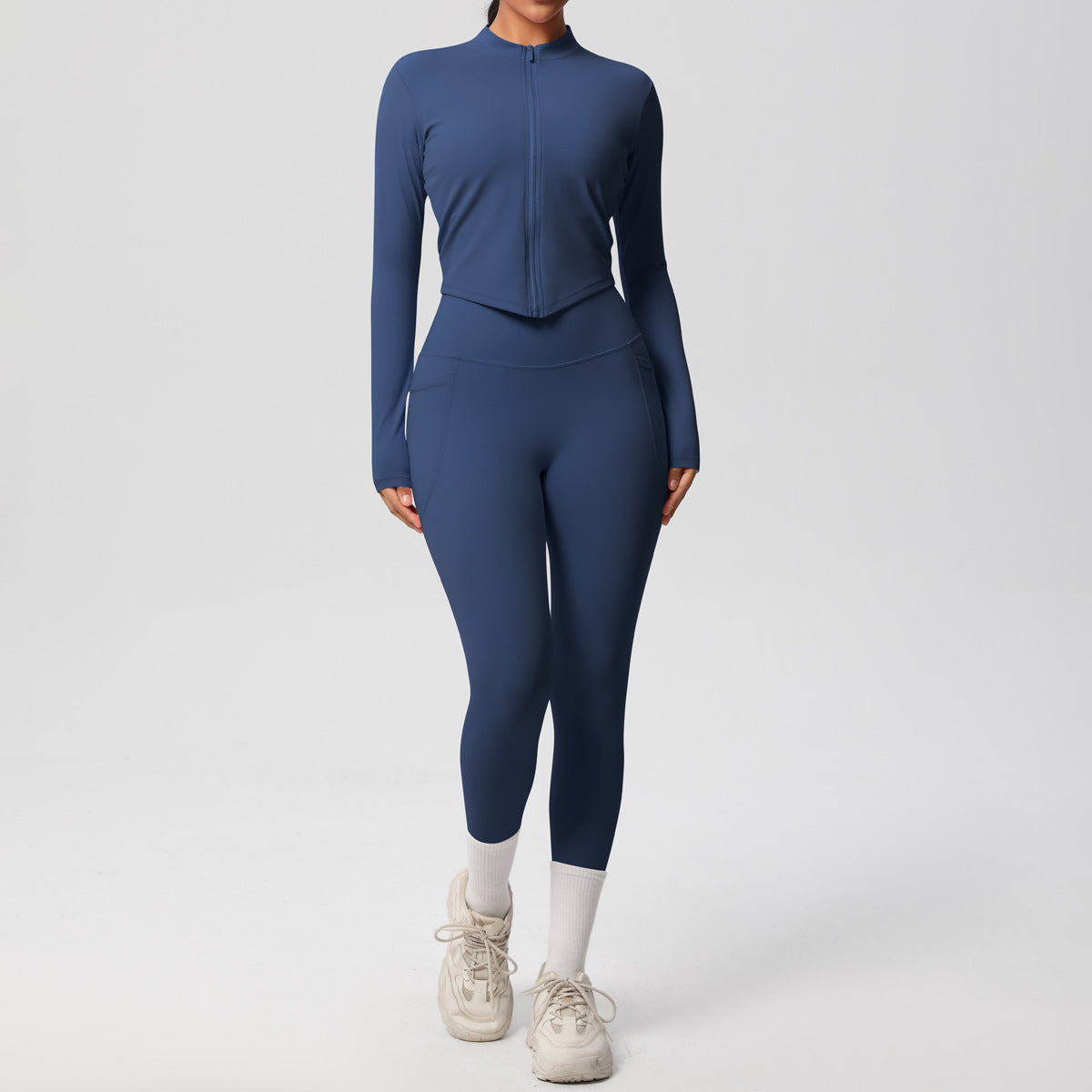 SOLBANA Form Zip Jacket 2-Piece Pant Set in Blue