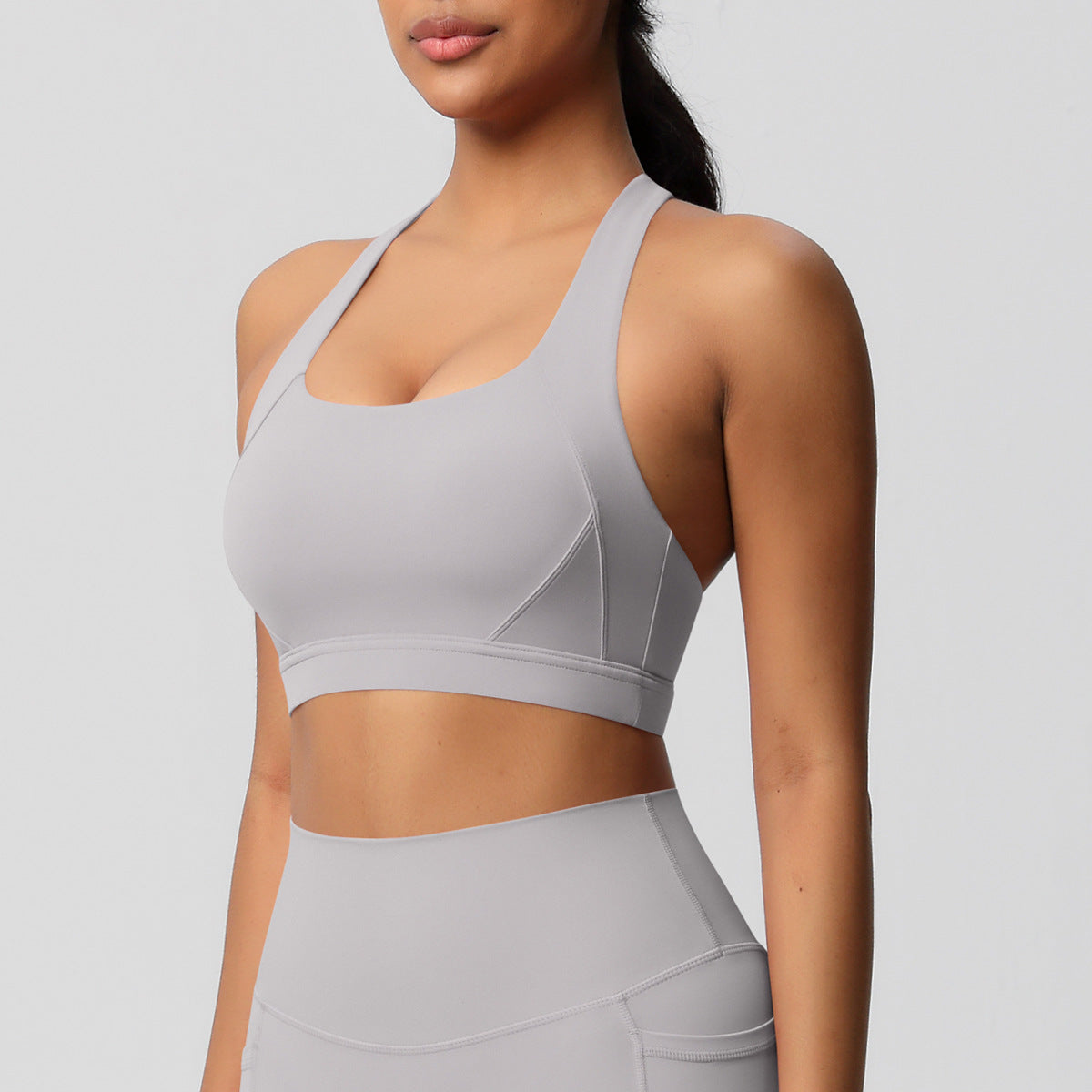 SOLBANA Studio Cutout Bra in Frost Gray