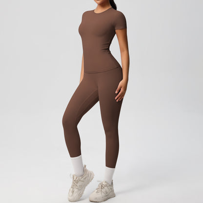 SOLBANA Form Tee 2-Piece Legging Set in Chestnut