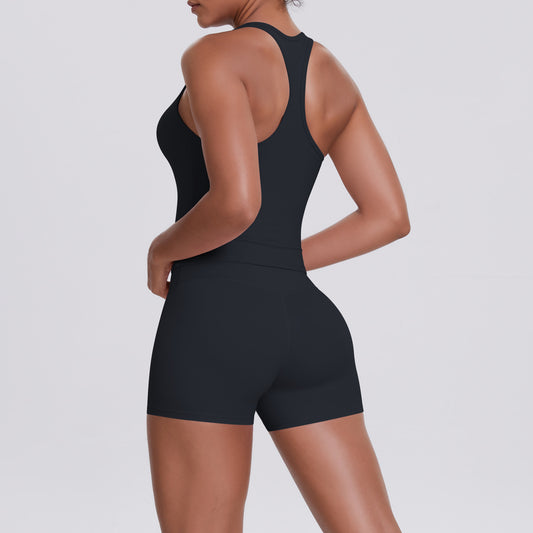 SOLBANA Form Tank 2-Piece Short Set in Black