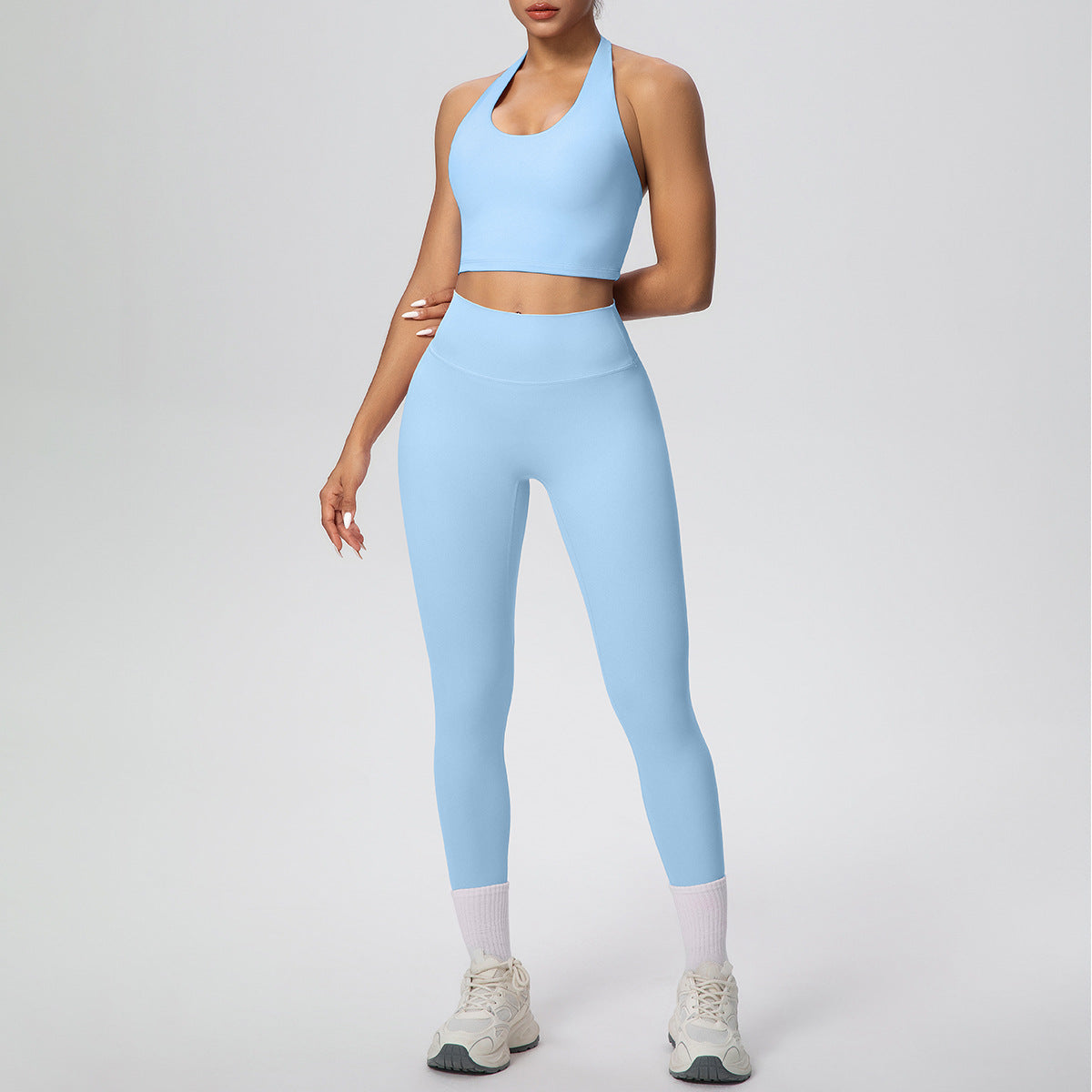SOLBANA Studio Halter 2-Piece Pant Set in Sky Blue