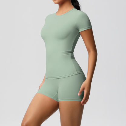 SOLBANA Form Tee 2-Piece Short Set in Green