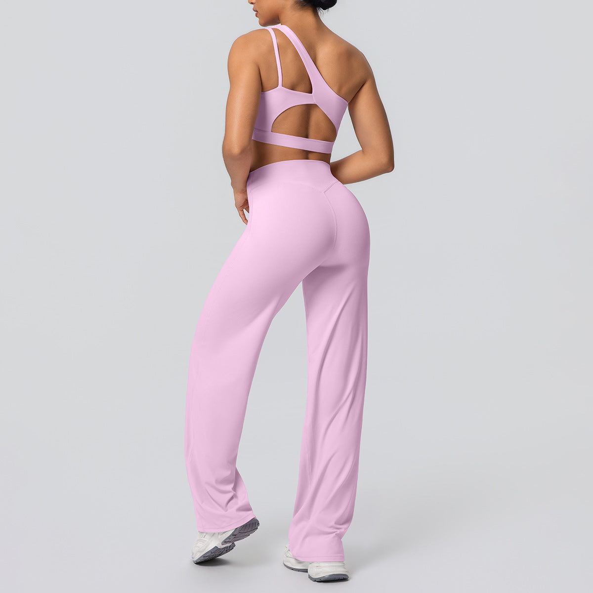 SOLBANA Studio Asymmetric 2-Piece Straight-Pant Set in Pink