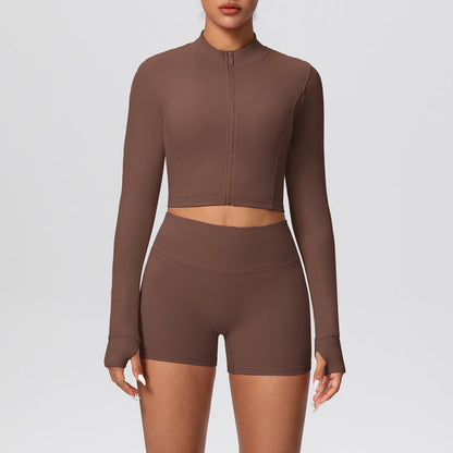 SOLBANA Studio Thumbhole Zip Short Set - alternate product view