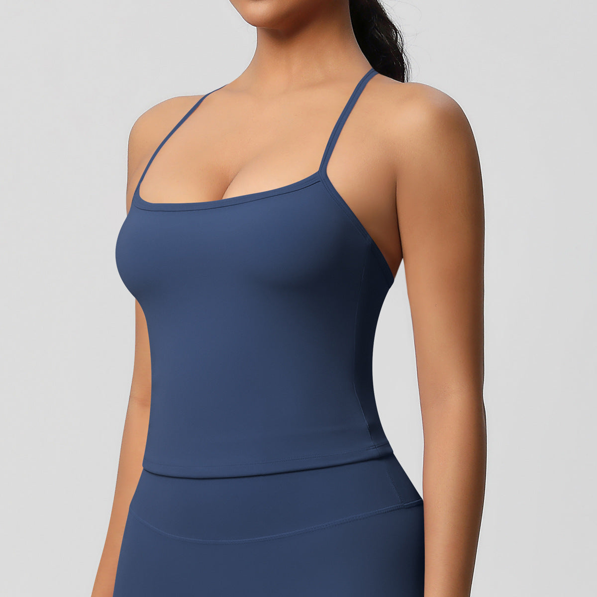 SOLBANA Studio Tie-Back Crop Tank in Blue