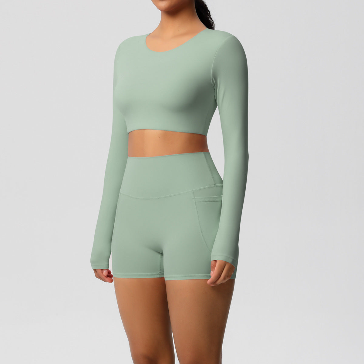 SOLBANA Studio Pocket Long-Sleeve 2-Piece Short Set - alternate product view