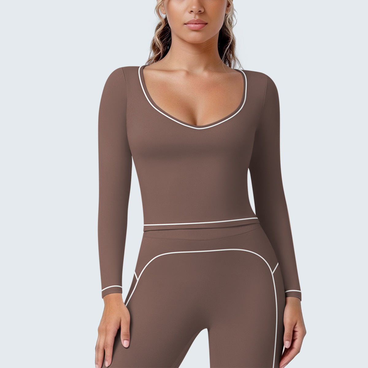 SOLBANA Contour Contrast Long Sleeve in Brown