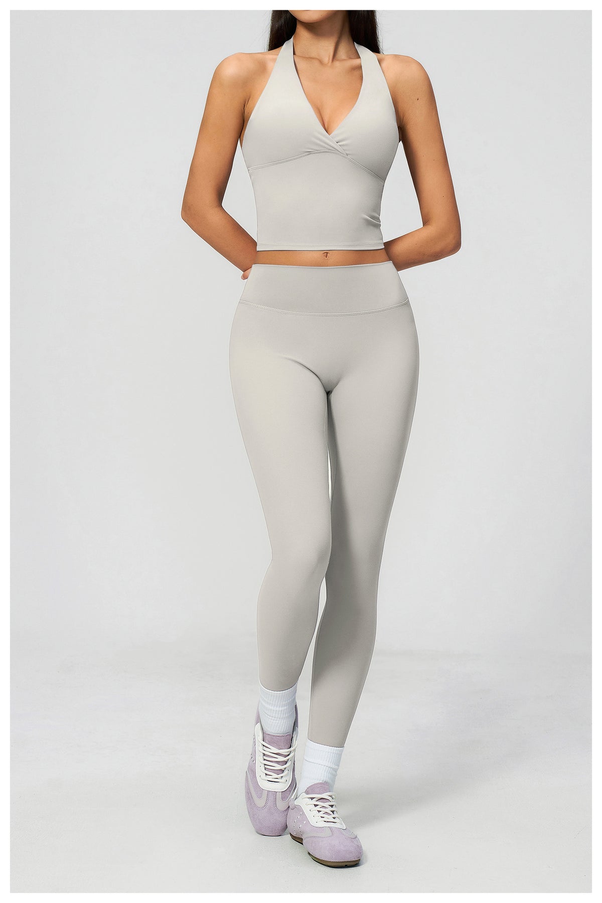 SOLBANA Studio Deep-V Halter 2-Piece Legging Set - alternate product view