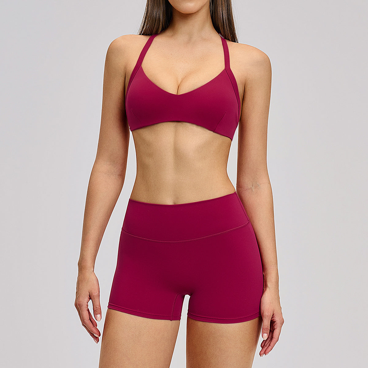 SOLBANA Studio Cutout Halter 2-Piece Short Set in Red