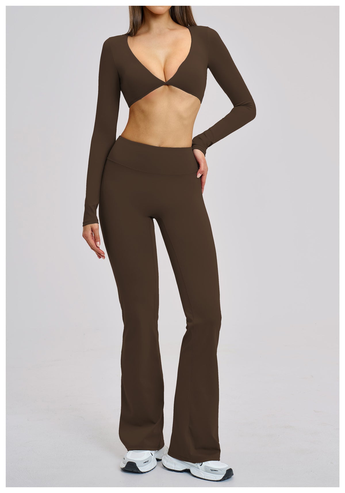 SOLBANA Studio Cropped V-Neck Long Sleeve - alternate product view