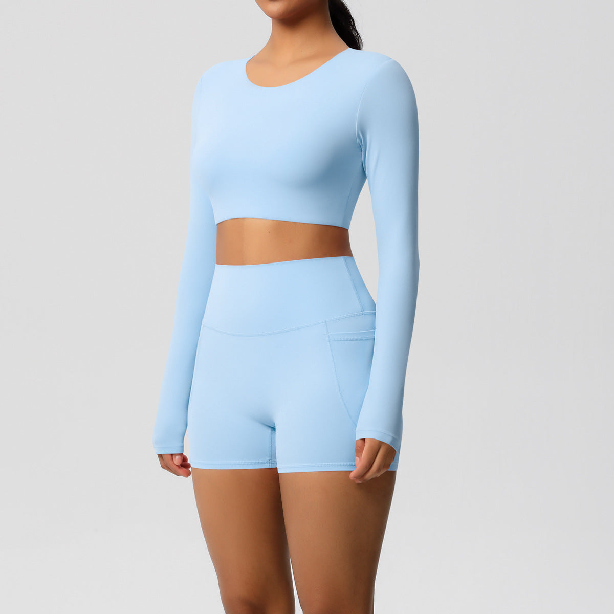 SOLBANA Studio Pocket Long-Sleeve 2-Piece Short Set - alternate product view