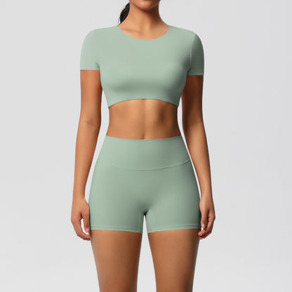 SOLBANA Form Padded Tee 2-Piece Short Set in Green