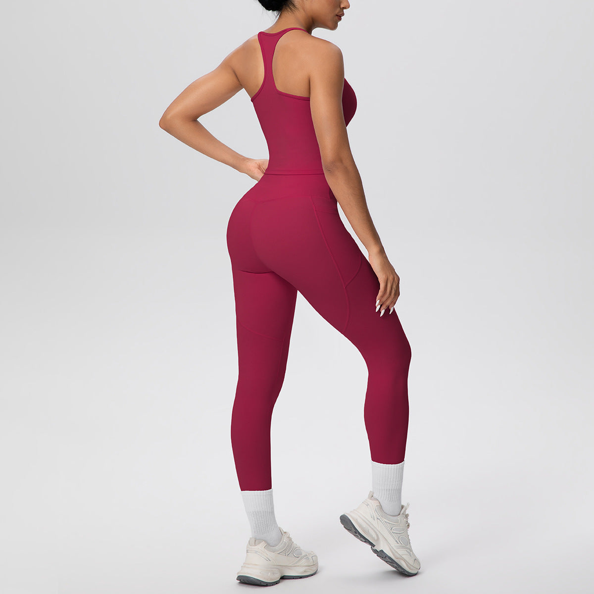 SOLBANA Form Pocket 2-Piece Legging Set in Red