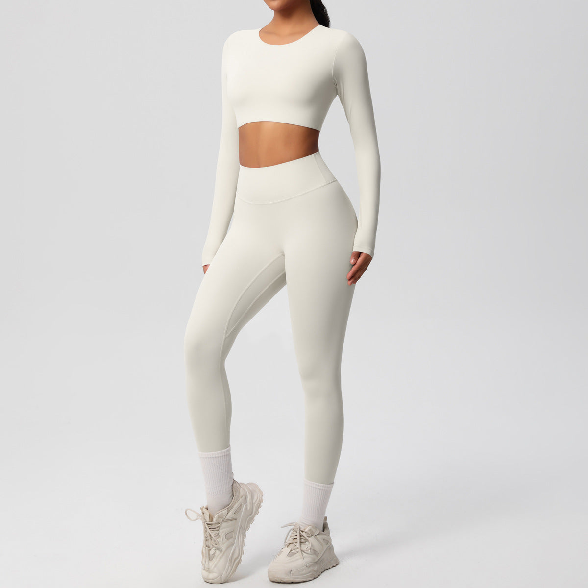 SOLBANA Form Long-Sleeve 2-Piece Legging Set in Ivory