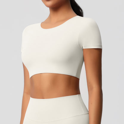 SOLBANA Studio Padded Crop Tee in Light Ivory