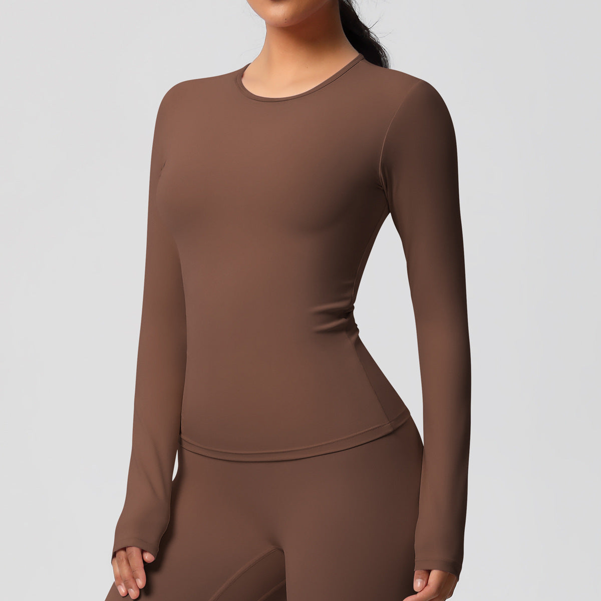 SOLBANA Form Brushed Long Sleeve in Chestnut