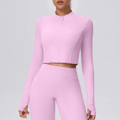 SOLBANA Form Cropped Zip Jacket in Cherry Blossom