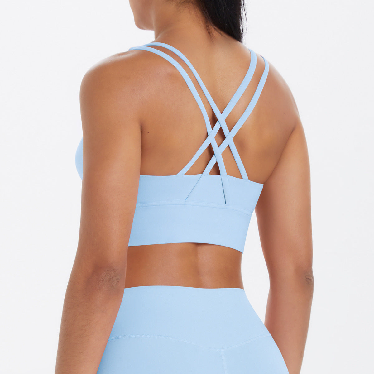 SOLBANA Form Double-Strap Crossback Bra in Powder Blue