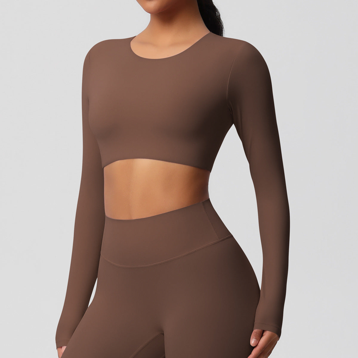 SOLBANA Studio Brushed Sculpt Long Sleeve in Chestnut
