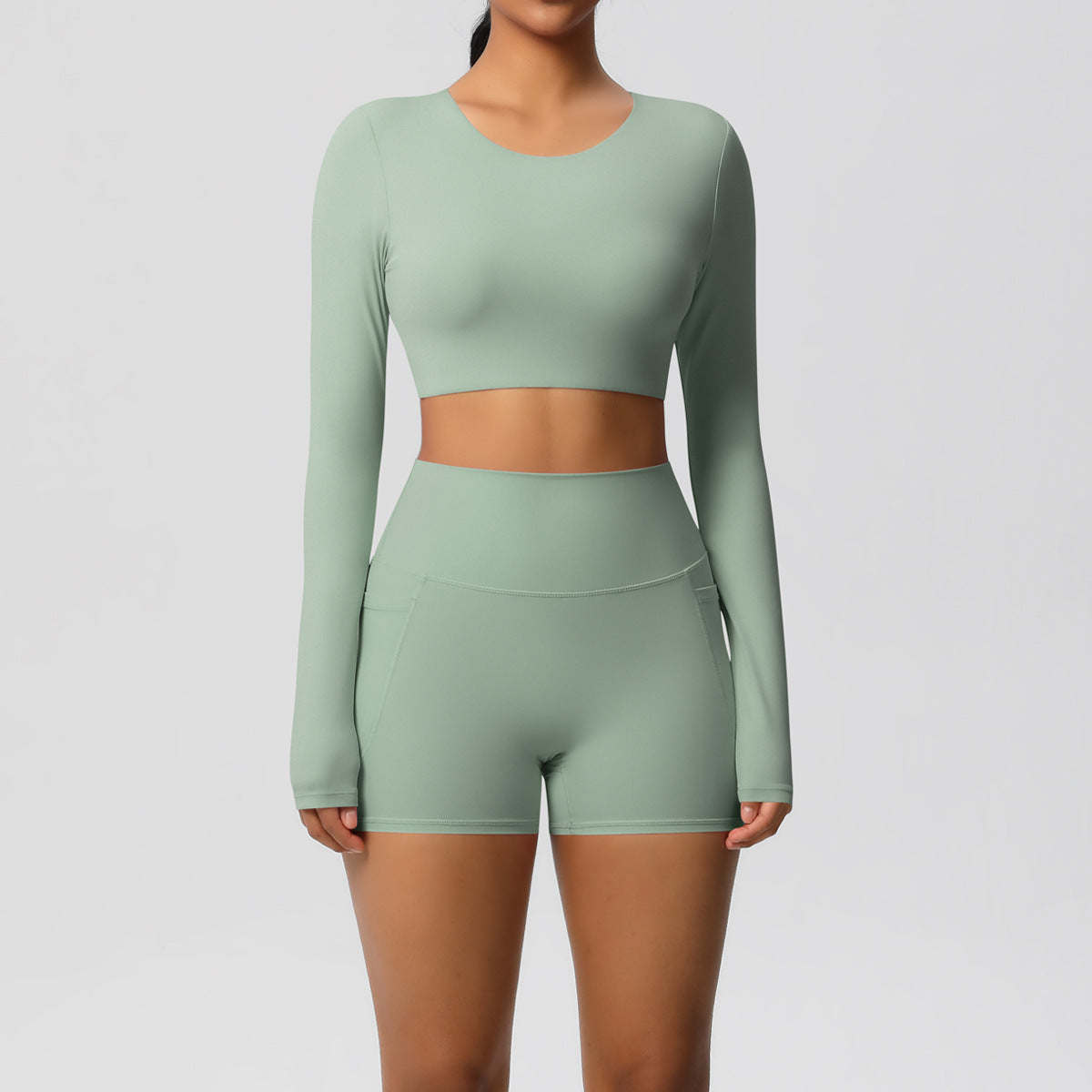 SOLBANA Studio Pocket Long-Sleeve 2-Piece Short Set - alternate product view