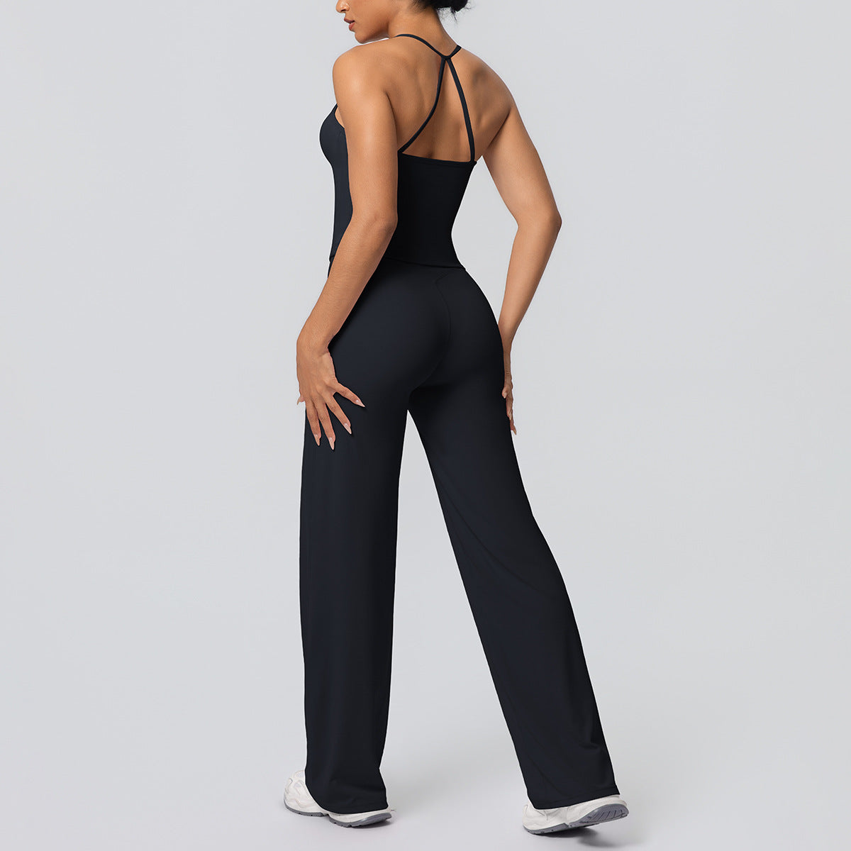 SOLBANA Studio Tie-Strap 2-Piece Pant Set in Black