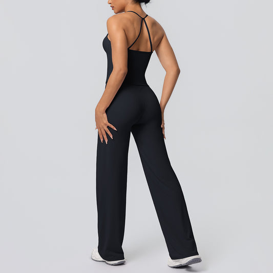 SOLBANA Studio Tie-Strap 2-Piece Pant Set in Black