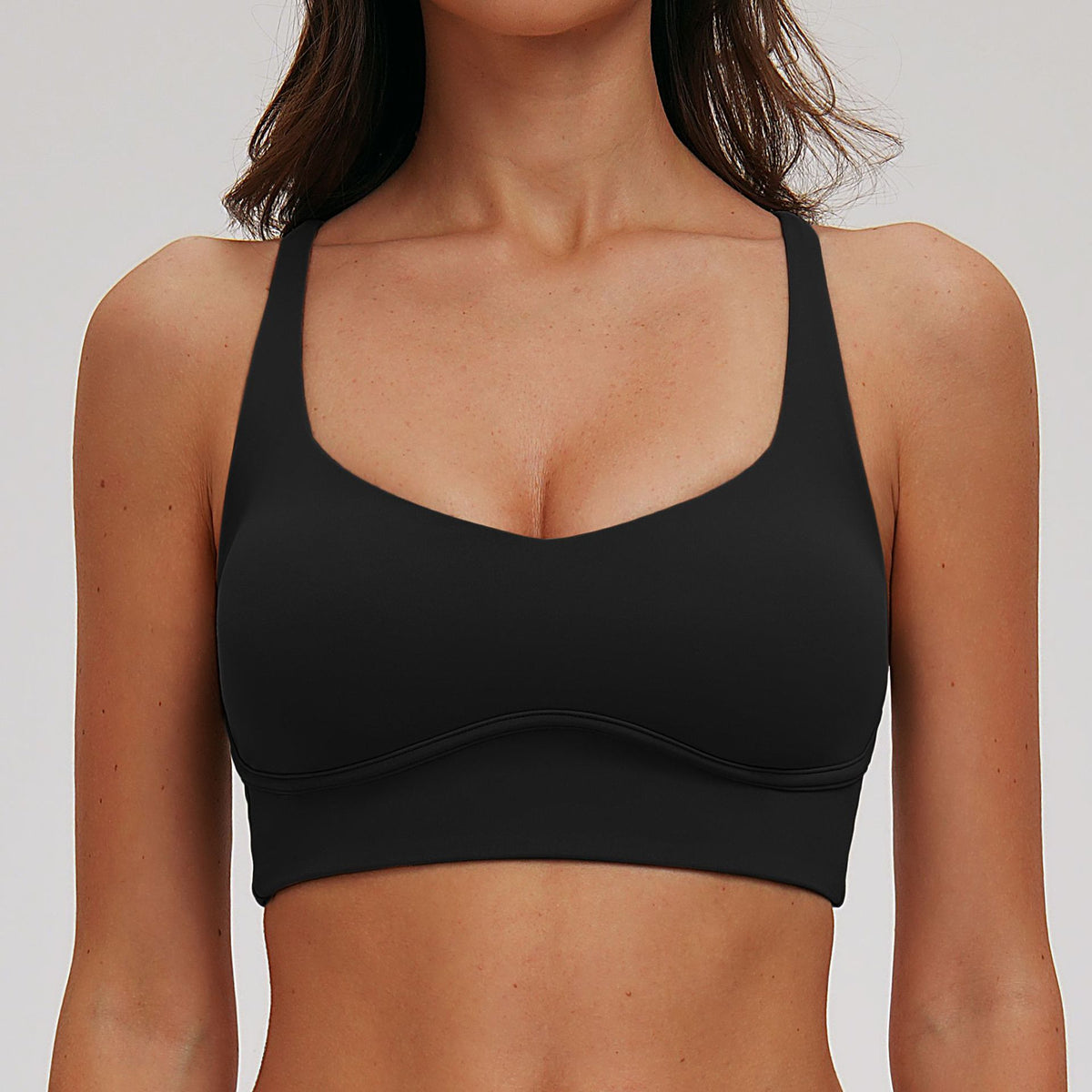 SOLBANA Studio Cutout Crossback Bra in Midnight