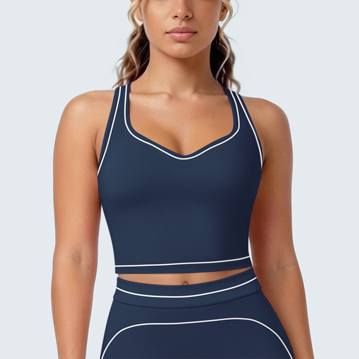SOLBANA Contour H-Back Tank in Blue