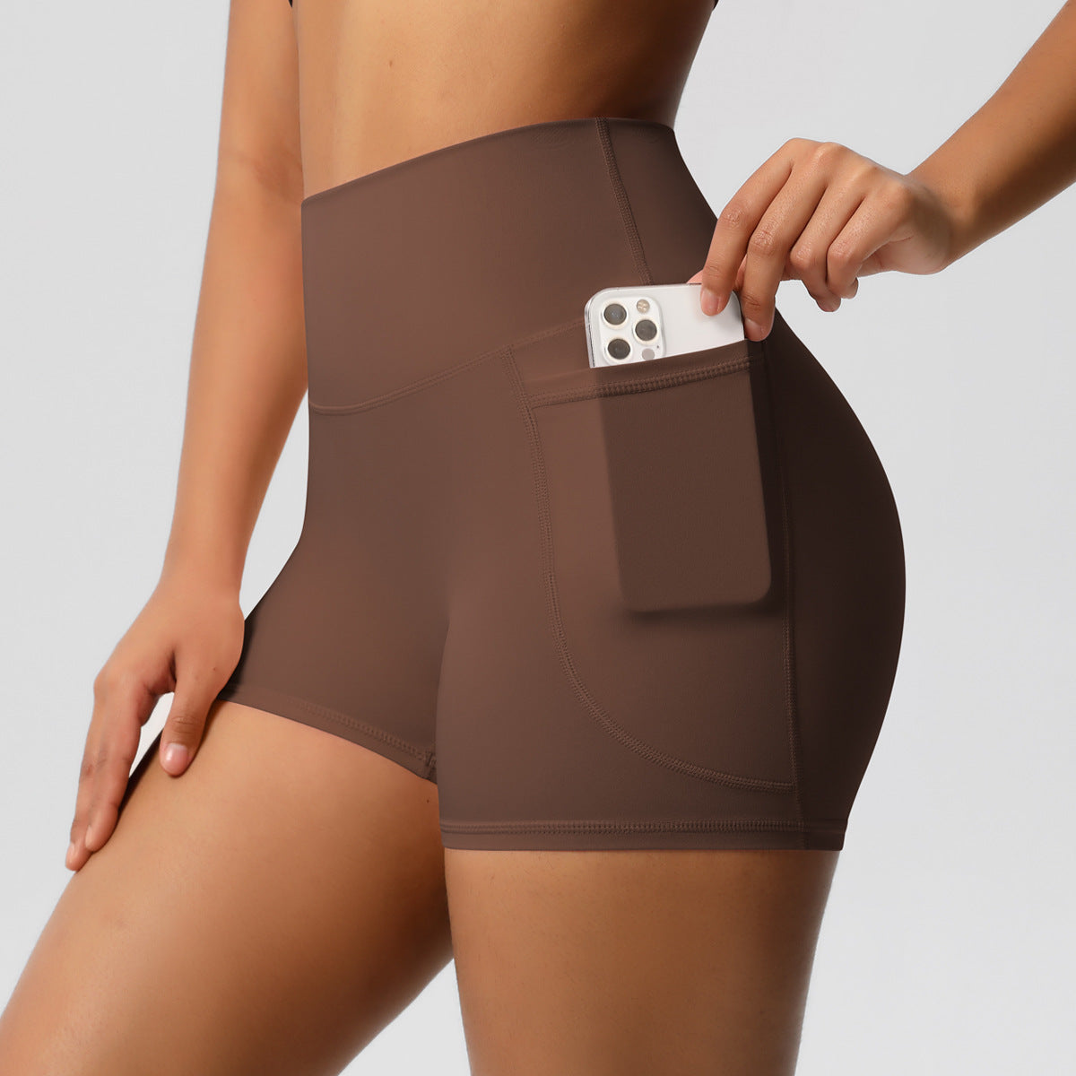 SOLBANA Form Pocket Short in Chestnut