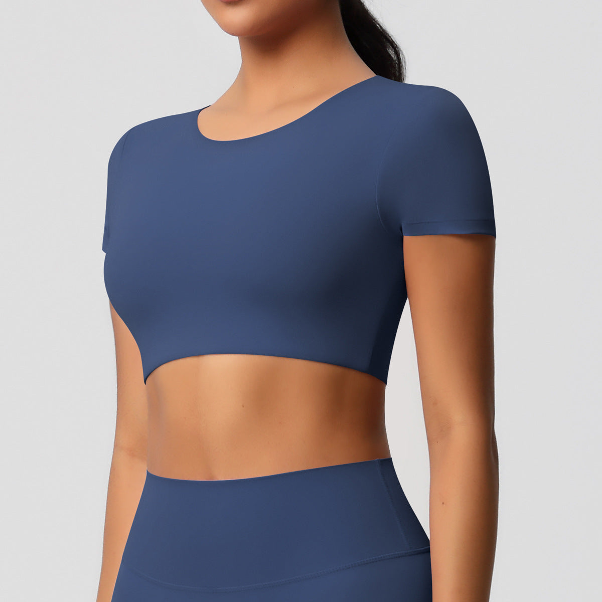 SOLBANA Studio Padded Crop Tee in Blue