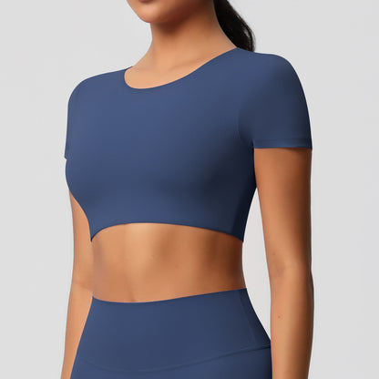 SOLBANA Studio Padded Crop Tee in Blue