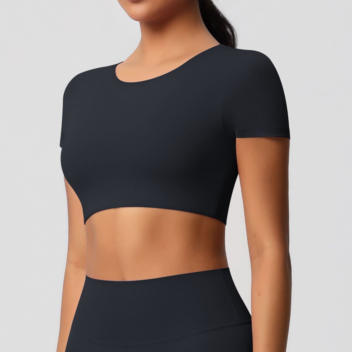 SOLBANA Studio Padded Crop Tee in Black