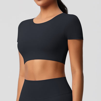 SOLBANA Studio Padded Crop Tee in Black