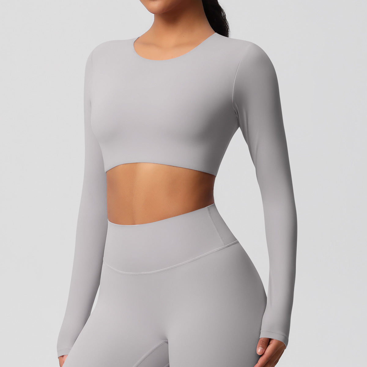 SOLBANA Studio Brushed Sculpt Long Sleeve in Frost Gray