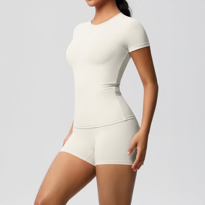 SOLBANA Form Tee 2-Piece Short Set in Ivory