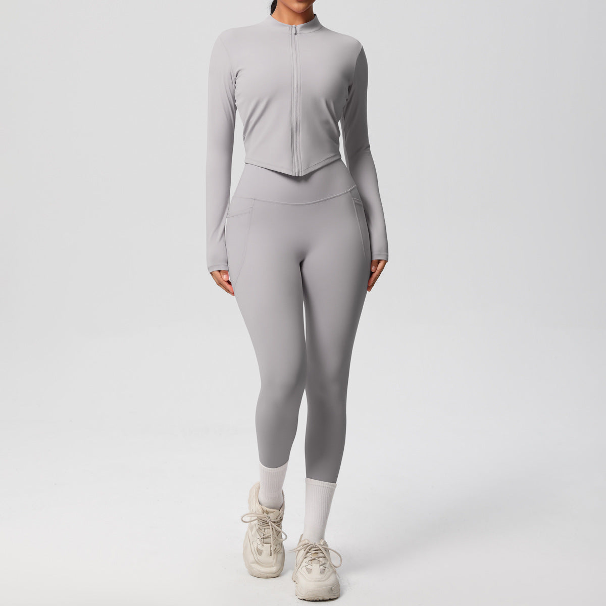 SOLBANA Form Zip Jacket 2-Piece Pant Set in Frost Gray
