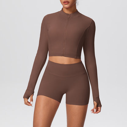 SOLBANA Studio Thumbhole Zip Short Set - alternate product view