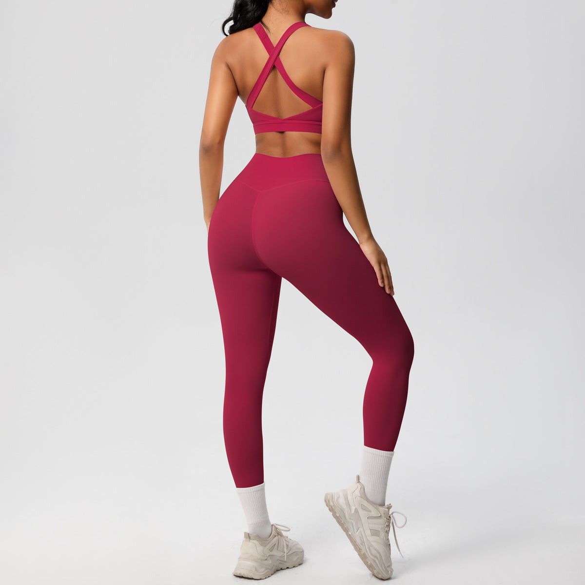 SOLBANA Studio Tie-Back 2-Piece Legging Set in Wine