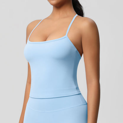 SOLBANA Studio Tie-Back Crop Tank in Sky Blue