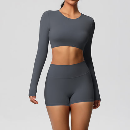 SOLBANA Studio Brushed 2-Piece Short Set in Gray