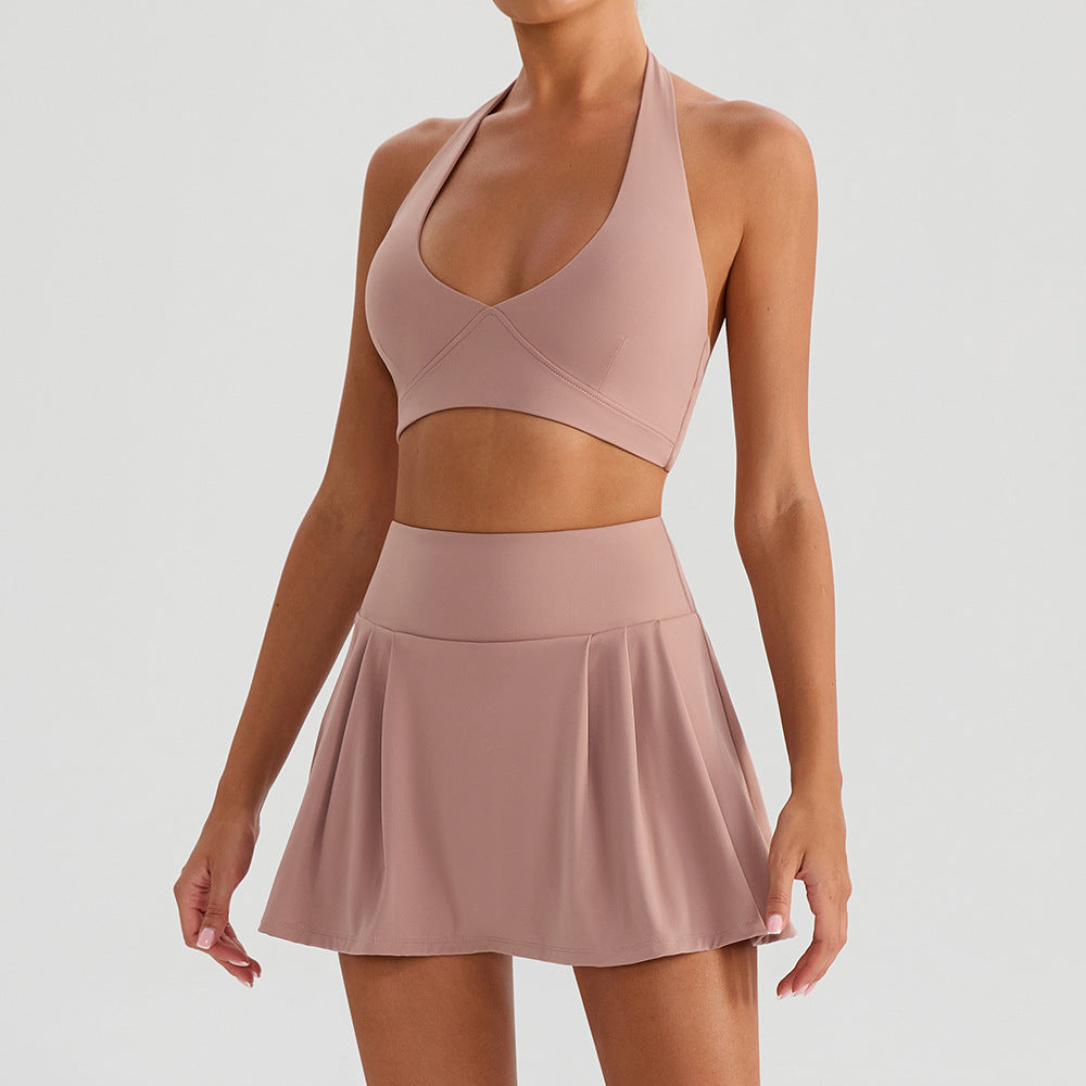 SOLBANA Studio Halter 2-Piece Set - Berry bra and skirt